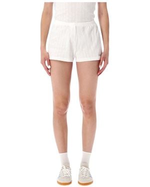 Sporty & Rich Pointelle Logo Knit Shorts - White