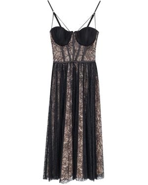 Elisabetta Franchi Corset Lace Midi Dress - Black