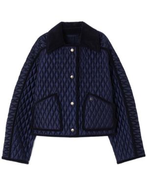 Burberry Cropped Quilted Nylon Floriston Jacket - Blue