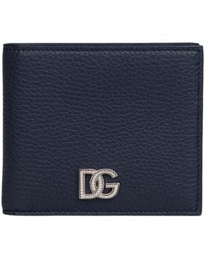 Dolce & Gabbana Logo Plaque Bi-Fold Wallet - Blue