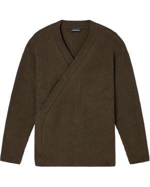 Emporio Armani Ribbed Wrap Cardigan - Green
