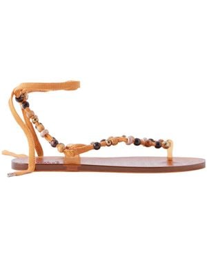 Ancient Greek Sandals Bead-Embellished Jelly Thong Sandals - Pink