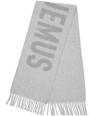 Jacquemus Embroidered Fringe Scarf - Grey