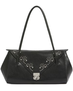 Marni Leather E/W Shoulder Bag With Studs - Black
