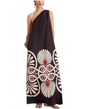La DoubleJ Roy Geometric-Print Silk Dress - White