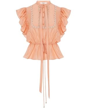 Chloé Chloé Lace-Trim Drawstring Top - Orange