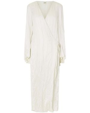 KHAITE Rommi Crinkled-Voile Midi Wrap Dress - White