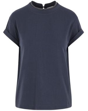 Brunello Cucinelli Crew Neck Short-Sleeved T-Shirt - Blue
