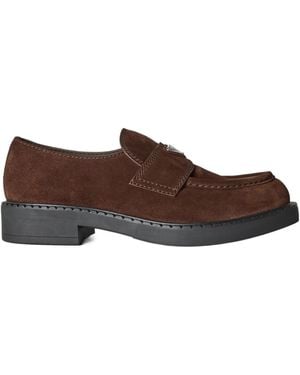 Prada Logo Loafers - Brown