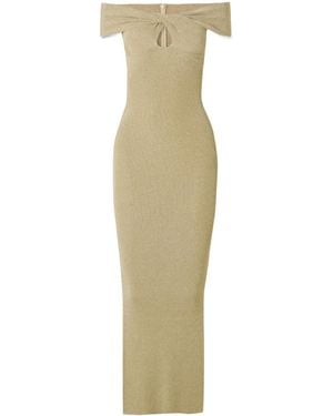 Stella McCartney Off-The-Shoulder Cutout Ribbed-Knit Gown - Green