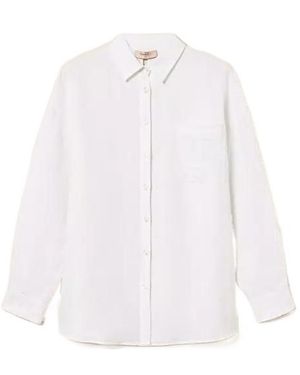 Twinset Chest-Pocket Tie-Back Shirt - White