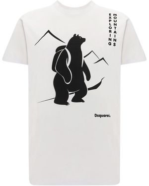 DSquared² Graphic Printed Crewneck T-Shirt - White