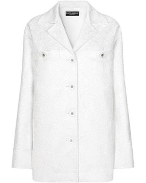 Dolce & Gabbana Jacquard Brocade Coat - White
