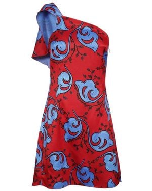Versace Jeans Couture Couture Floral-Printed Asymmetrical Mini Dress - Red