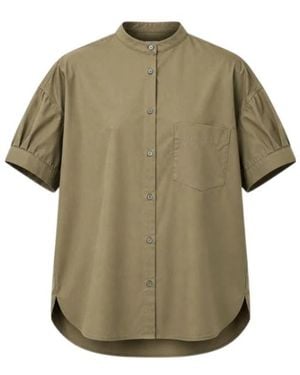 Aspesi Band-Collar Short-Sleeve Shirt - Green