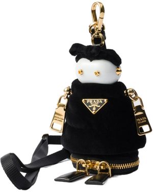 Prada Soft Robot Corduroy Bag Charm in White | Lyst