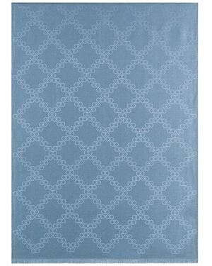 Ferragamo Ferragamo Gancini Jacquard Lurex Thread Scarf - Blue