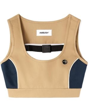 Ambush Mesh-Detail Cropped Top - Blue