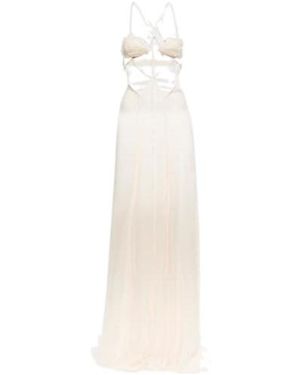 Nensi Dojaka Bridal Cutout Silk Chiffon Gown - White