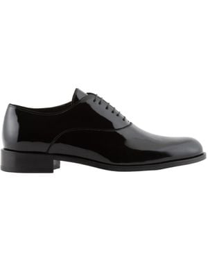 Giorgio Armani Almond Toe Lace-Up Derby Shoes - Black