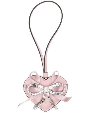 Jimmy Choo Embellished Heart Charmz Bow Keyring - Pink