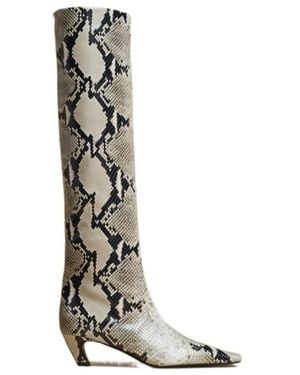 KHAITE Snakeskin-Print 65Mm Leather Boots - White