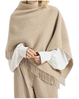 Brunello Cucinelli Fringed Poncho - Natural