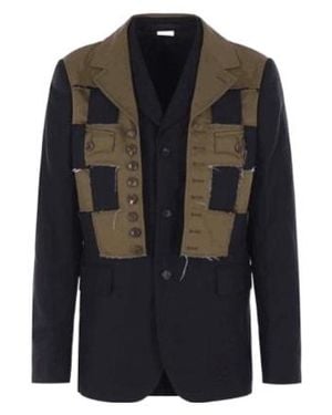 Comme des Garçons Comme Des Garçons Homme Plus Paneled Buttoned Jacket - Black