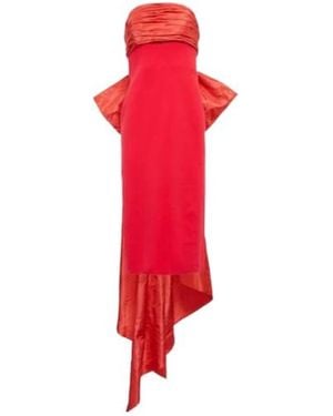 Oscar de la Renta Satin-Trimmed Gown - Red