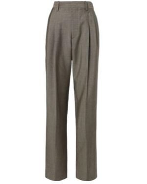 Victoria Beckham Wool And Mohair Straight Pants - Gray