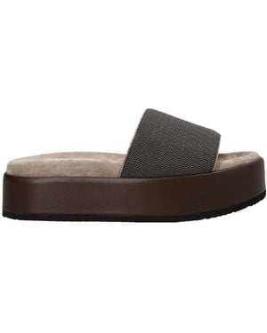 Brunello Cucinelli 50Mm Chunky Open-Tie Sandals - Brown
