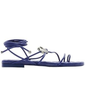 Burberry Ivy Shield Leather Sandals - Blue