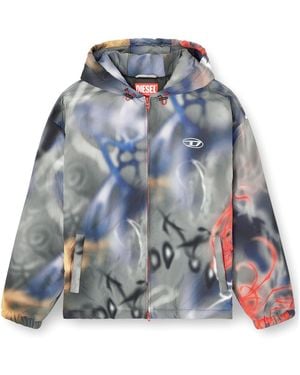 DIESEL J-Mirr Graffiti Print Hooded Jacket - Blue