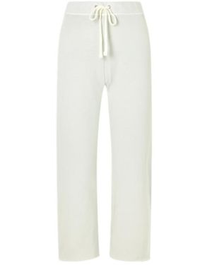 James Perse Cropped Brushed Cotton-Terry Track Trousers - White
