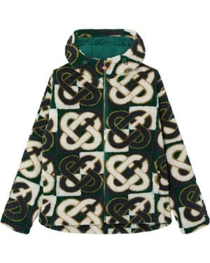 CASABLANCA Check Monogram Fleece Jacket - Green