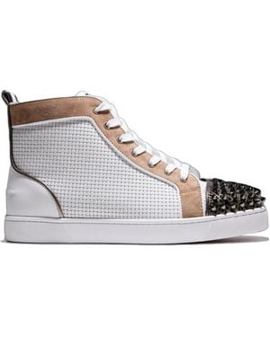 Christian Louboutin Lou Spikes Leather Trainers - White