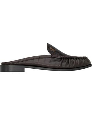 Saint Laurent Le Loafer Logo Plaque Slip-On Mules - Brown