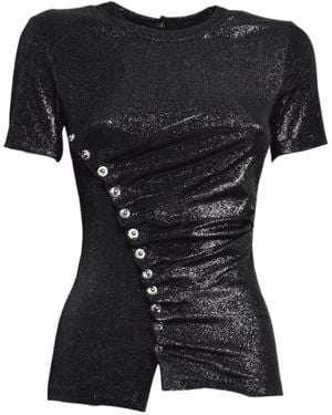 Rabanne Rabanne Draped Button Jersey Top - Black