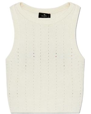 Etro Punched Detail Knit Crop Top - Natural