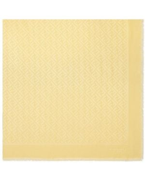 Fendi Ff Jacquard Fringed-Edge Scarf - Yellow