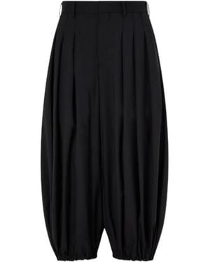 Comme des Garçons Wool Wide-Leg Tapered Pants - Black
