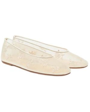Magda Butrym Embroidered Mesh Ballet Flats - White