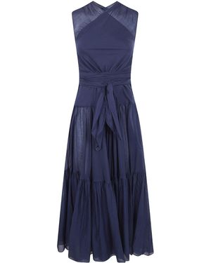 Aspesi Halter-Neck Tiered Maxi Dress - Blue