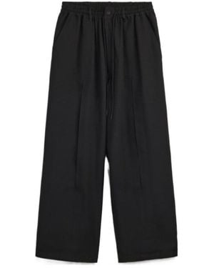 Y-3 Pleated Wide-Leg Trousers - Black
