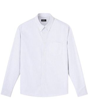 A.P.C. Striped Buttoned Shirt - Blue