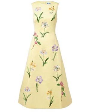 Leo C Beaded Floral Midi Dress - Metallic