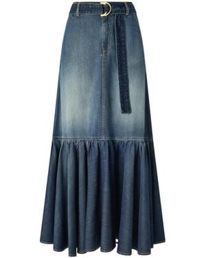 Pinko Belted Denim Skirt - Blue