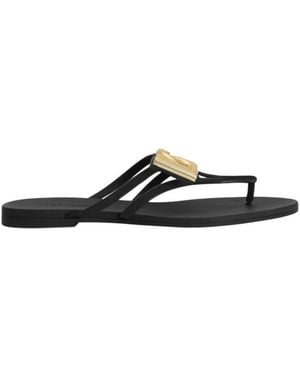 Dolce & Gabbana Logo Plaque Flip Flops - White