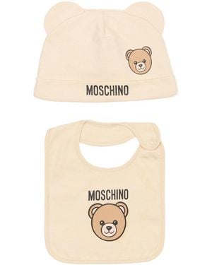 Moschino Teddy Bear-Print Beanie Set - White