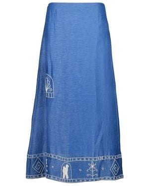 ALÉMAIS Straight Midi Skirt - Blue